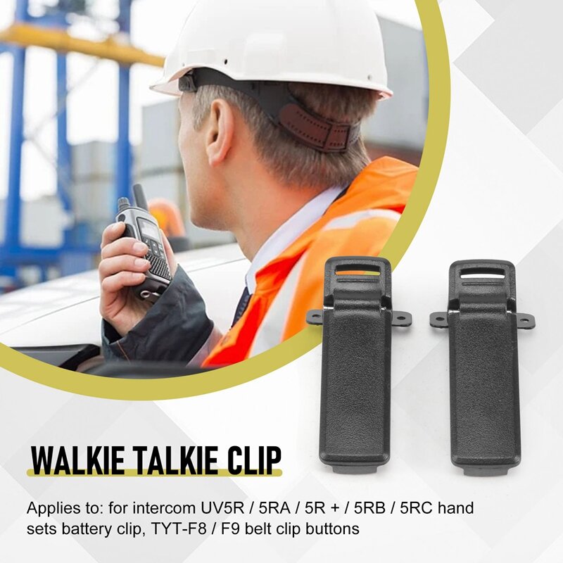 Clip de cinturón trasero para walkie-talkie, pieza de repuesto de 2 piezas para Radio bidireccional Baofeng UV5R, intercomunicador Baofeng UV5R / 5RA / 5R + / 5RB / 5RC