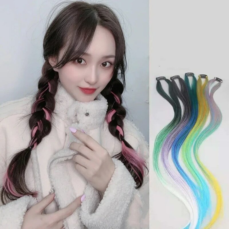 Synthetic Hanging Ear Dyed Wig Piece Female Highlighted Dyed One Piece Traceless Woven Hair Rope Ponytail Dirty Braid