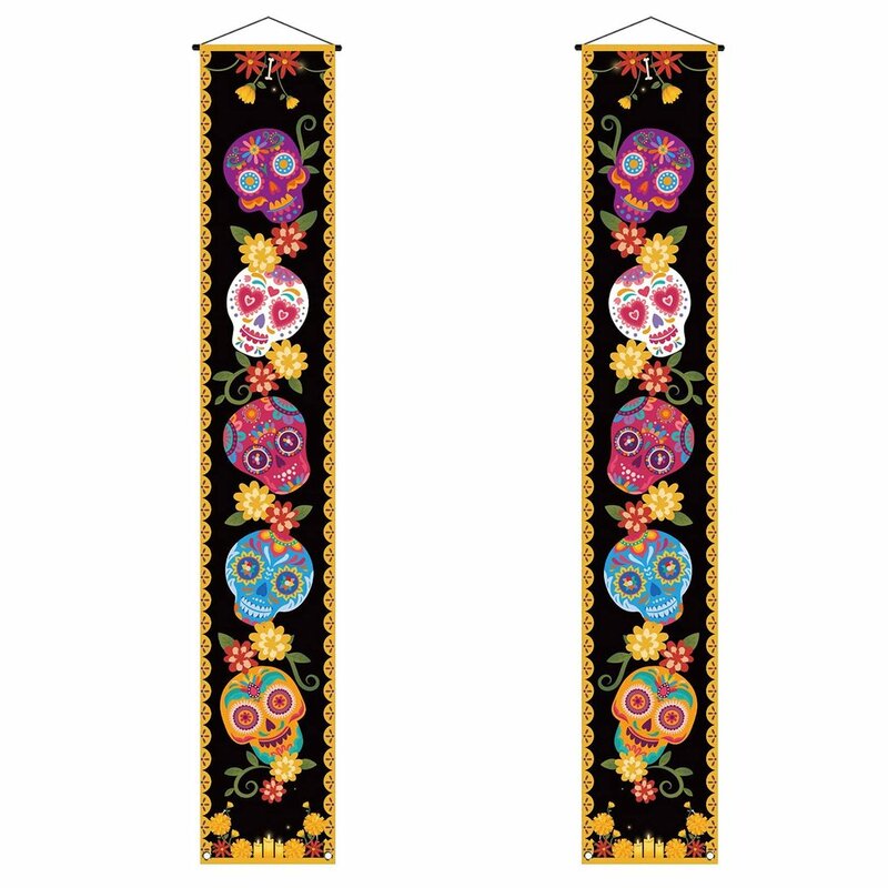 Heiße 30*180cm Couplet Zucker Schädel Wandbehang Zeichen dekorative kreative mexikanische tote Tag Urlaub Party Dekorationen