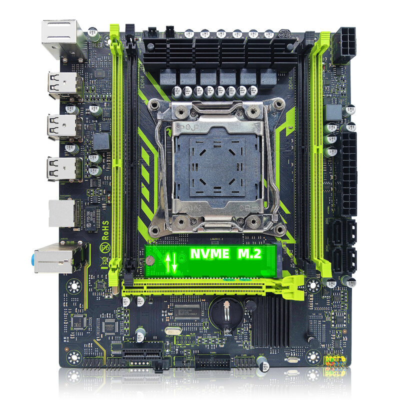 طقم لوحة أم مع إنتل ، Xeon E5 V4 وحدة معالجة مركزية ، DDR4 ، 16 جيجابايت ، 1 × 16 جيجابايت ، ذاكرة رام MHz ، NVME M.2 SATA ، طقم