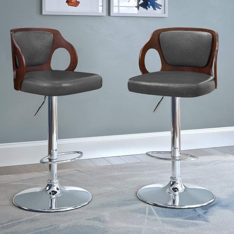 Барные стулья из орехового Bentwood с регулируемой высотой, кожаные современные барные стулья с задним виниловым сиденьем, очень удобный барный стул, 1 шт.