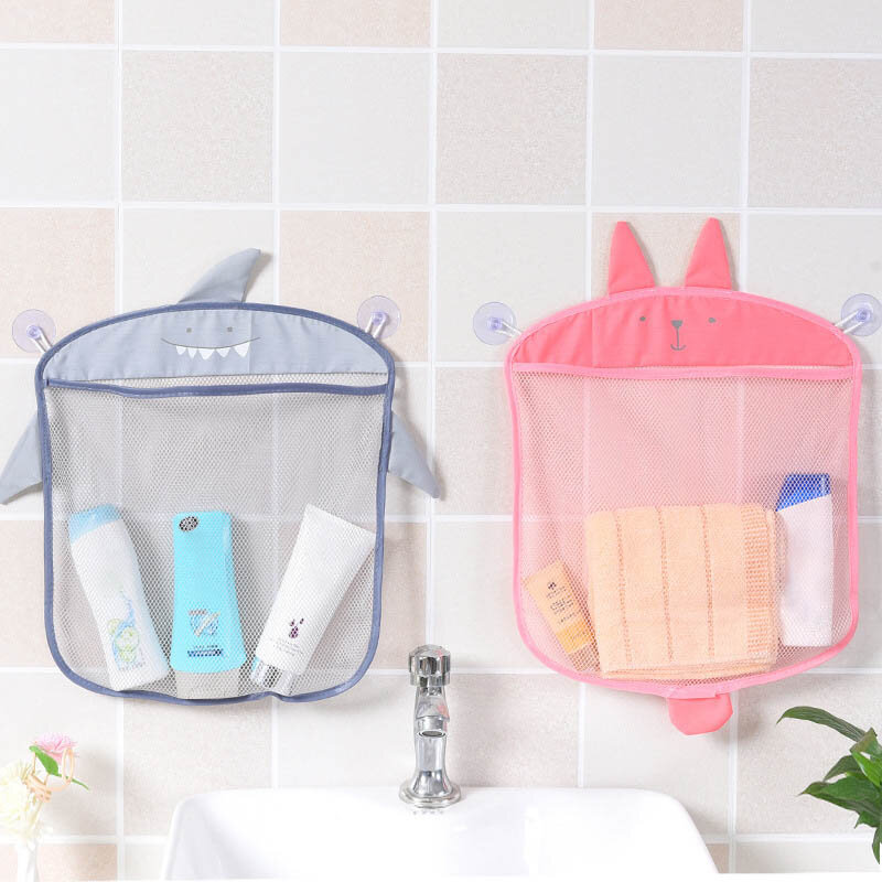 Baru bayi kamar mandi Mesh tas desain pengisap untuk mandi mainan anak keranjang kartun hewan bentuk kain pasir mainan penyimpanan tas jaring
