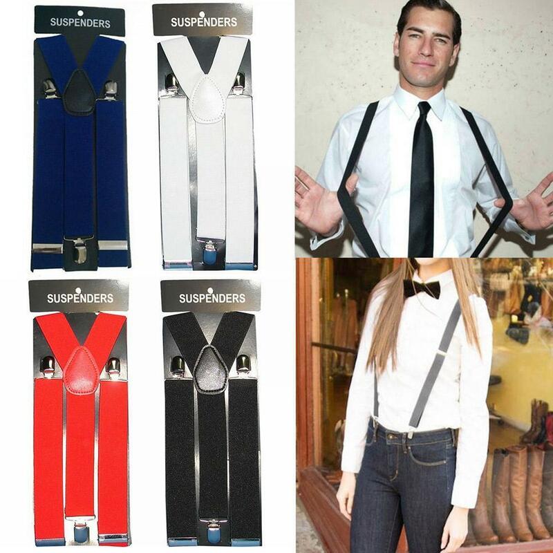 Celana Suspender Dewasa pria wanita, sangat elastis dapat disesuaikan celana Hombre Bretelle antes tirmujer Suspender untuk kemeja N0S2
