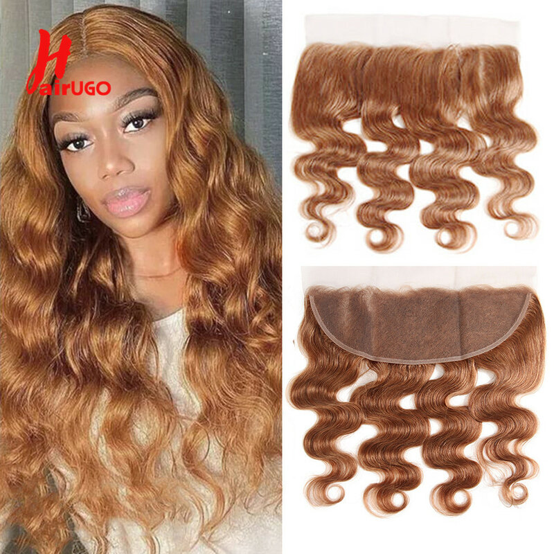 HairUGo-Perruque Lace Front Wig Body Wave brésilienne Remy, cheveux 100% naturels, brun #30, 13tage, avec baby hair