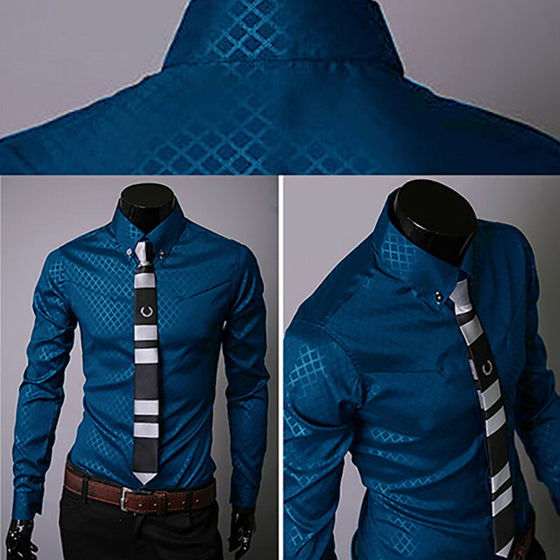 Neue Argyle luxus männer der hemd Business Stil Schlank Weichen Komfort Slim Fit Stile Langarm Casual Kleid Shirt Geschenk für Männer