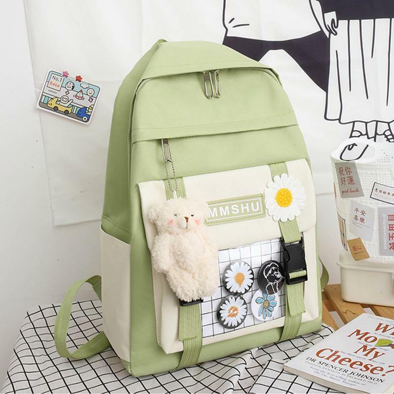 Cute Kawaii Backpack Large Capacity Japanese School Bag 4Pcs Japanese School Bag Cute Kawaii Backpack For School