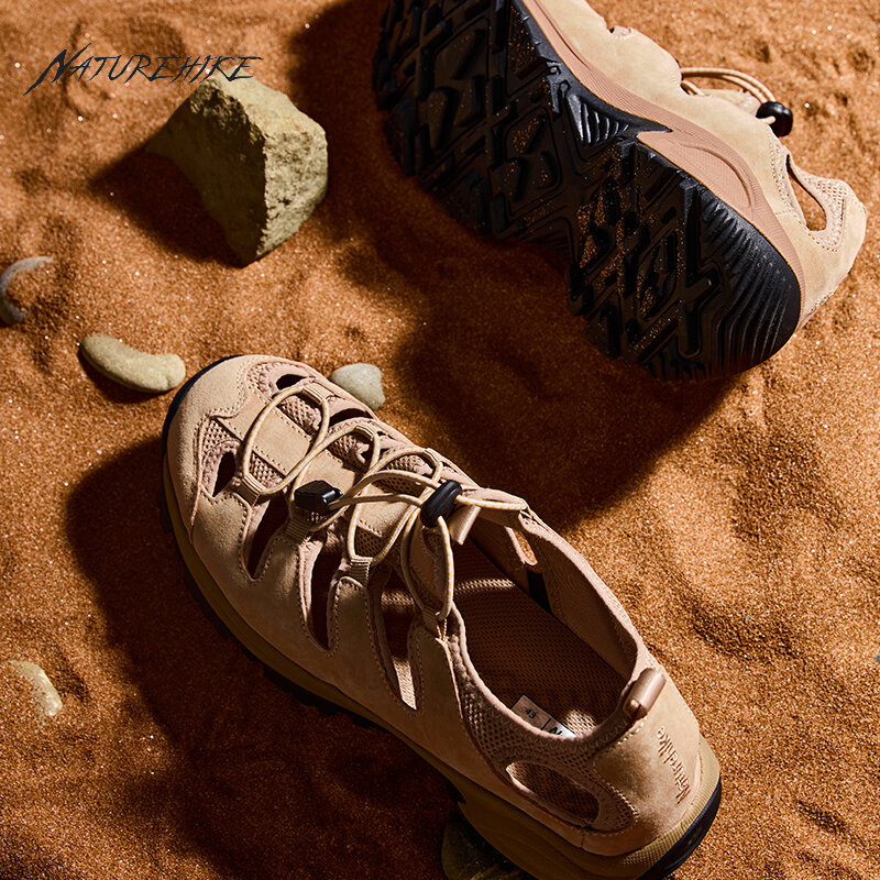 Naturehike-Sandálias masculinas ao ar livre, sapatos de malha respirável antiderrapante, rio vadeando, camping, verão