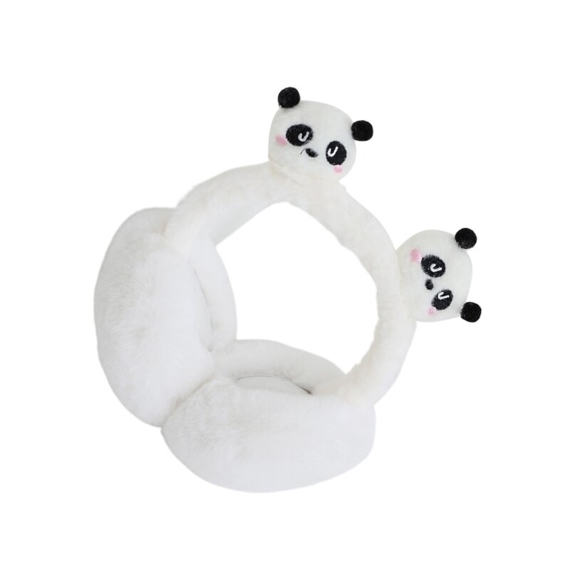 Oorbewegende Panda-thema pluche oorwarmers voor buitenactiviteiten in winter
