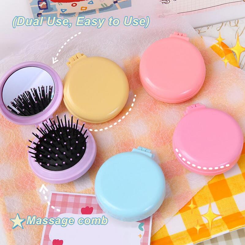 Mirror Comb for All Hair Types Compact Folding Travel Comb Mirror Hair Brush Set for On-the-go Styling Portable Mini for All