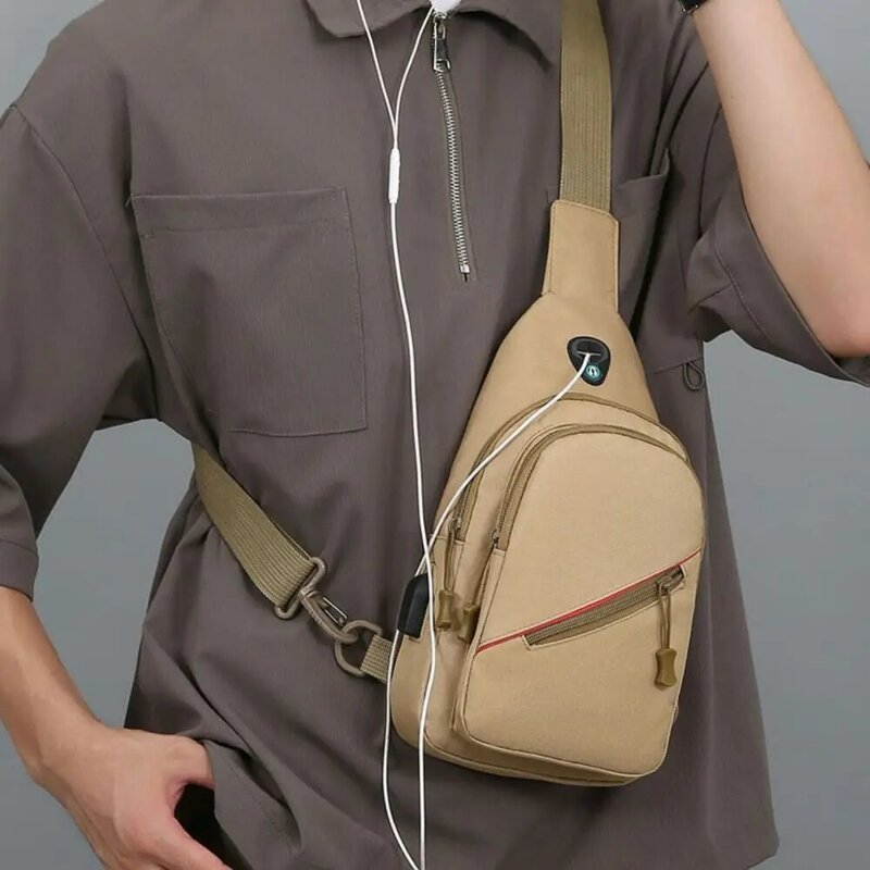กระเป๋าคาดเอวแฟชั่นอเนกประสงค์ชาร์จด้วย USB, กระเป๋า Lap Kecil ไนล่อนกระเป๋าเงินหลายช่องกระเป๋าโทรศัพท์มือถือ