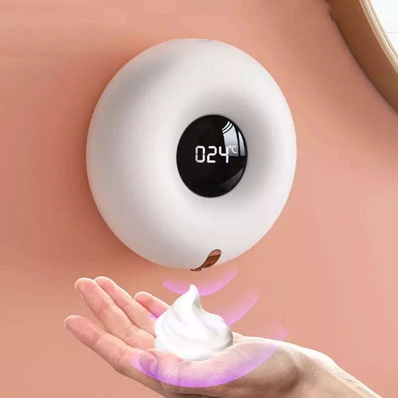 Dispensador de jabón sin contacto, máquina de lavado de manos inteligente con pantalla LED, inducción automática, espuma, recargable por USB, Baño