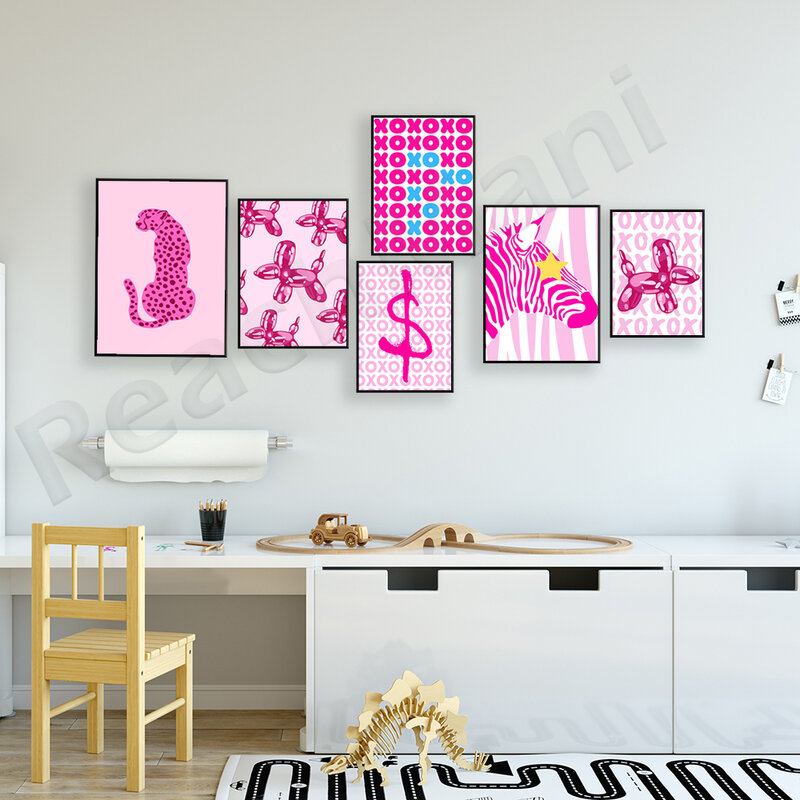 XOXO – affiche d'art mural rose Preppy, toile d'art Floral Vintage, affiche esthétique, tableau d'art mural, décor de maison moderne