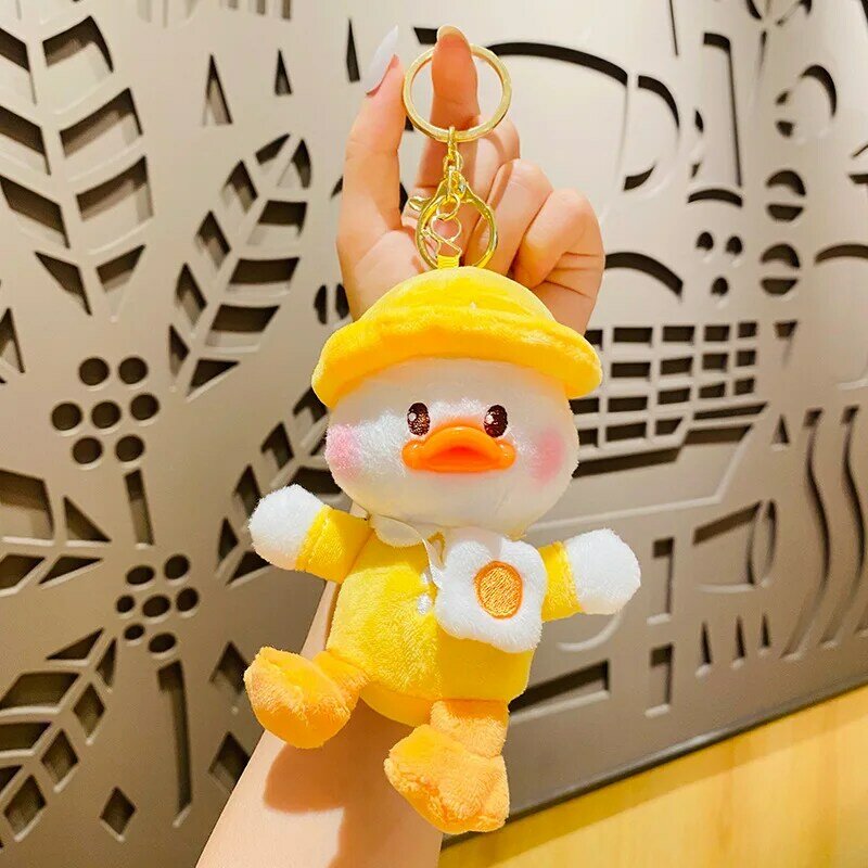 12cm Cartoon Cute Duck Stuffed Plush Toy Kawaii Keychain Pendant Doll Kids Backpack Bag Accessories For Boy And Girl Gift