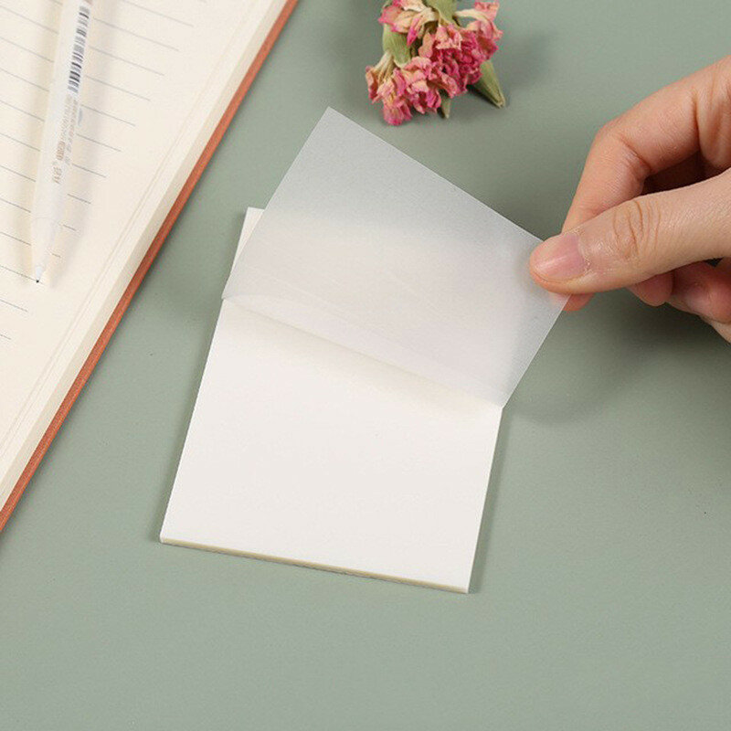 50sheets Colorful Transparent Sticky Notes Self-Stick Notes Self-Adhesive Memo Pad Daily To Do List Note Paper For School Office