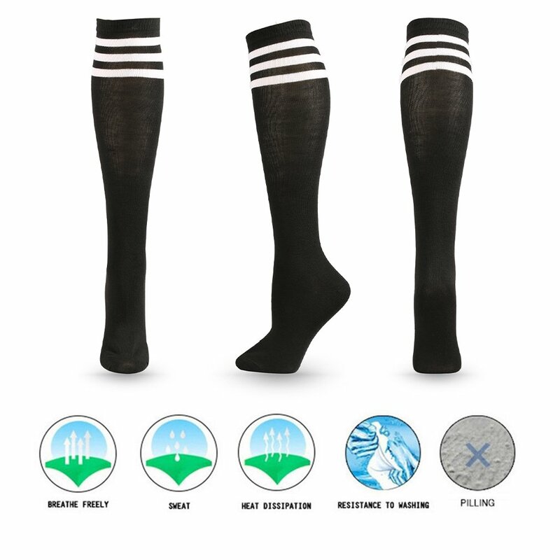 1 Pair Unisex Knee Legging Stockings Football Socks Over Knee Ankle Stocking Running For Football Men Women Socks Black