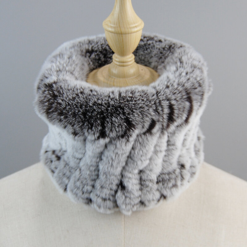 Winter Women Real Fur Handmade Stretch Fur Scarf Knit Genuine Rex Rabbit Fur Headbands Girls Natural Fur Ring Cowl Snood Scarves