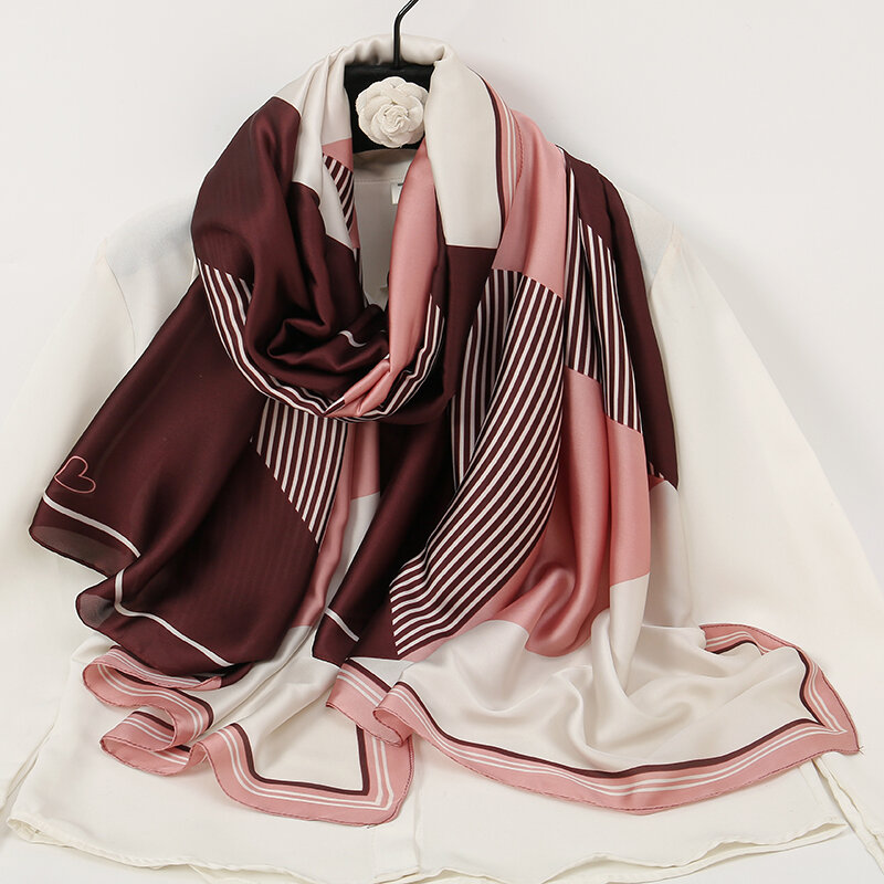 Nowy luksusowy jedwabny szalik dla kobiet drukowane długi szal szalik wiosenny panie Foulard chusty okłady 180*90cm