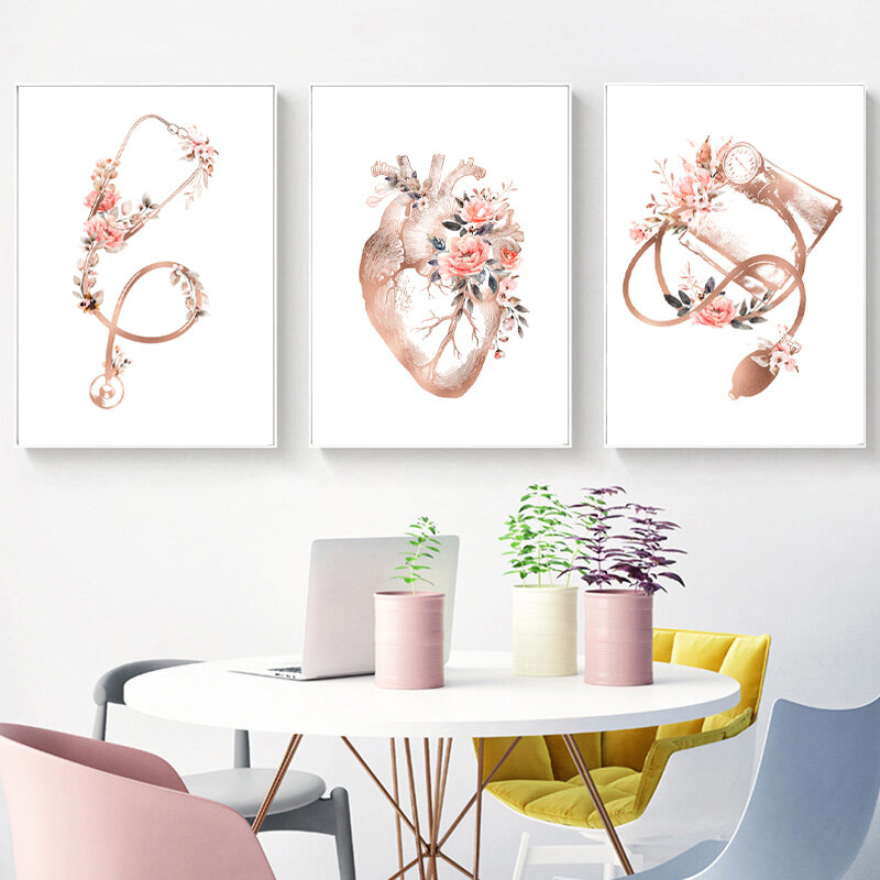 Anatomy Medical Flowers Heart 5D Diamond Painting Embroidery Full Drill Picture of Rhinestones Home Decoration Wall Art Canvas