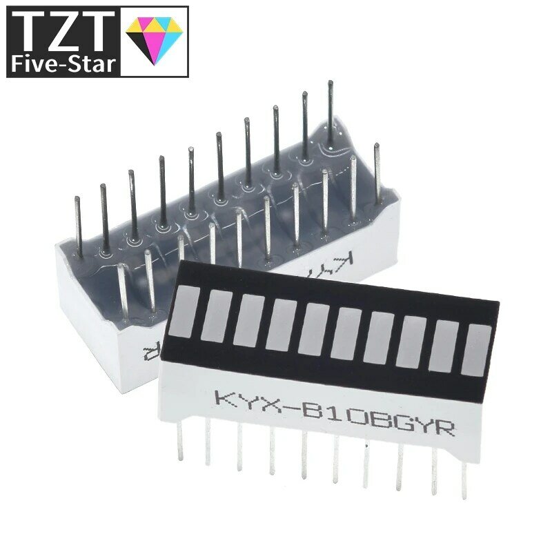 TZT-10 شبكة شريط الضوء الرقمي LED ، السوبر مشرق ، 2 الأحمر ، 3 الأصفر ، 4 الأخضر + 1 الضوء الأزرق ، أنبوب مسطح ، B10BRYGB