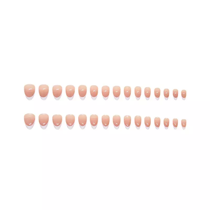 Francês Falso Unhas De Amêndoa, Unhas Falsas Com Cola, Pressione, Design De Borda Branca, Simples Ins Pink Stiletto Nail Tips