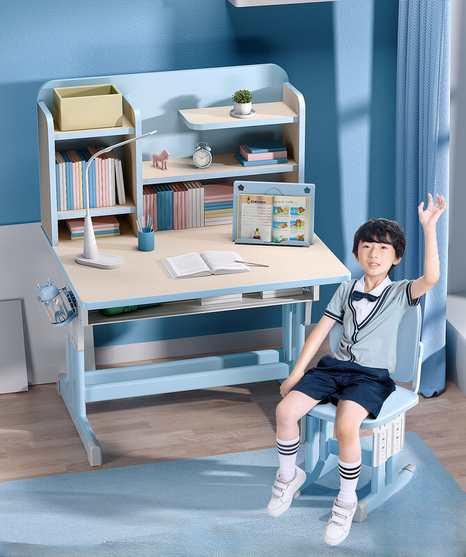 Children's study desk, desk, home desk, chair, adjustable table set
