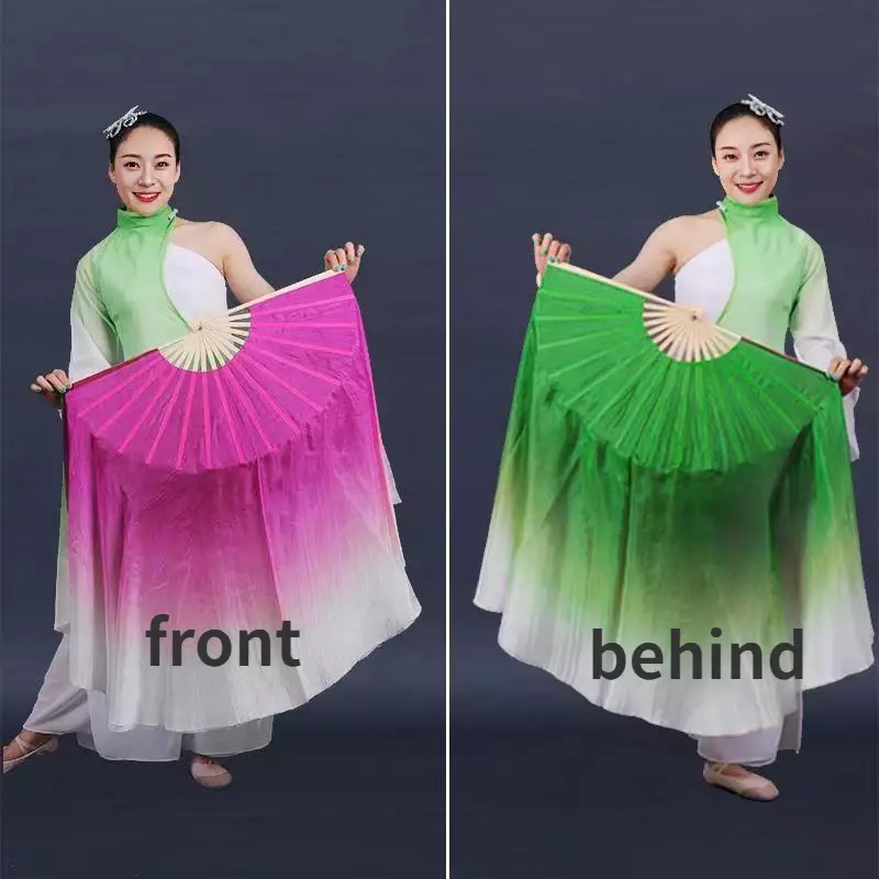 Handmade tingidos seda dança do ventre fãs, véu clássico, ambos os lados, gradualmente cor, 100% seda real, 1 pc