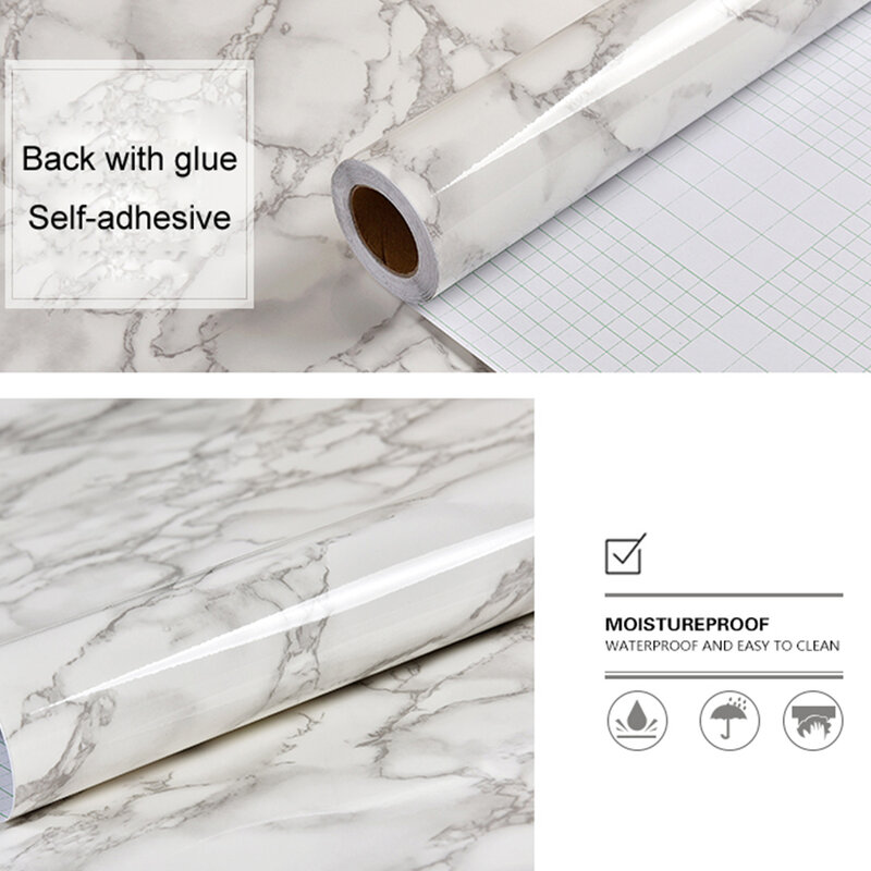 Kitchen Oil-Proof Film Stove Waterproof Moisture-Proof Self-Adhesive Wallpaper Countertop Cabinet Renovation Tile Marble Sticker