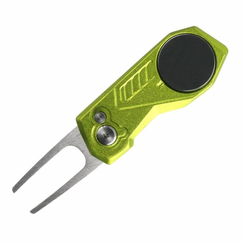 Herramienta de reparación de Divot de Golf con botón emergente, Mini herramientas de Divot de Golf, tenedor verde plegable, marcador de campo, marca duradera