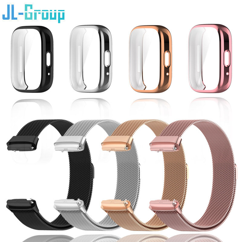 Metall armband für Xiaomi Redmi Uhr 3 aktiv mit TPU Soft Case Displays chutz folie Ersatz Mailänder Magnets chleife Armband