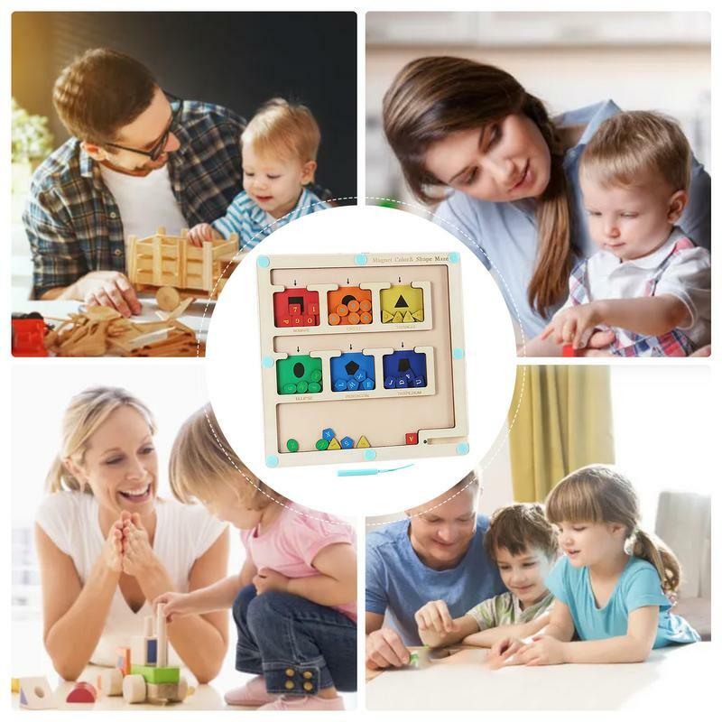 Jouets Montessori Magnétiques Assortis pour Bébé et Enfant, Jeu Sensoriel, Labyrinthe, Comptage, Nombre, Réaliste, Famille