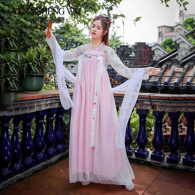 Novo hanfu fêmea estudante fada antiga ru saia chinês tradicional de manga larga hanfu elegante comprimento da cintura traje nacional