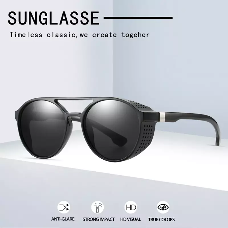 MUSELIFE Classic Punk Sunglasses Men Brand Designer Sunglasses Men Vintage Sun Glasses for Men Punk Oculos De Sol Gafas UV400