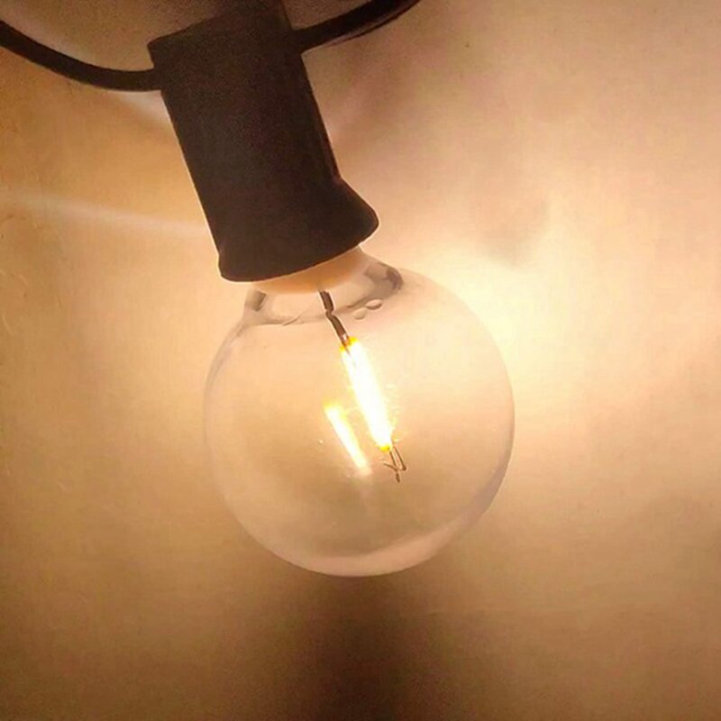 6 szt. Żarówek zamiennik światła Led G40 E12 gwint nietłukące żarówki LED do girlandy żarówkowe na energię słoneczną ciepłej bieli
