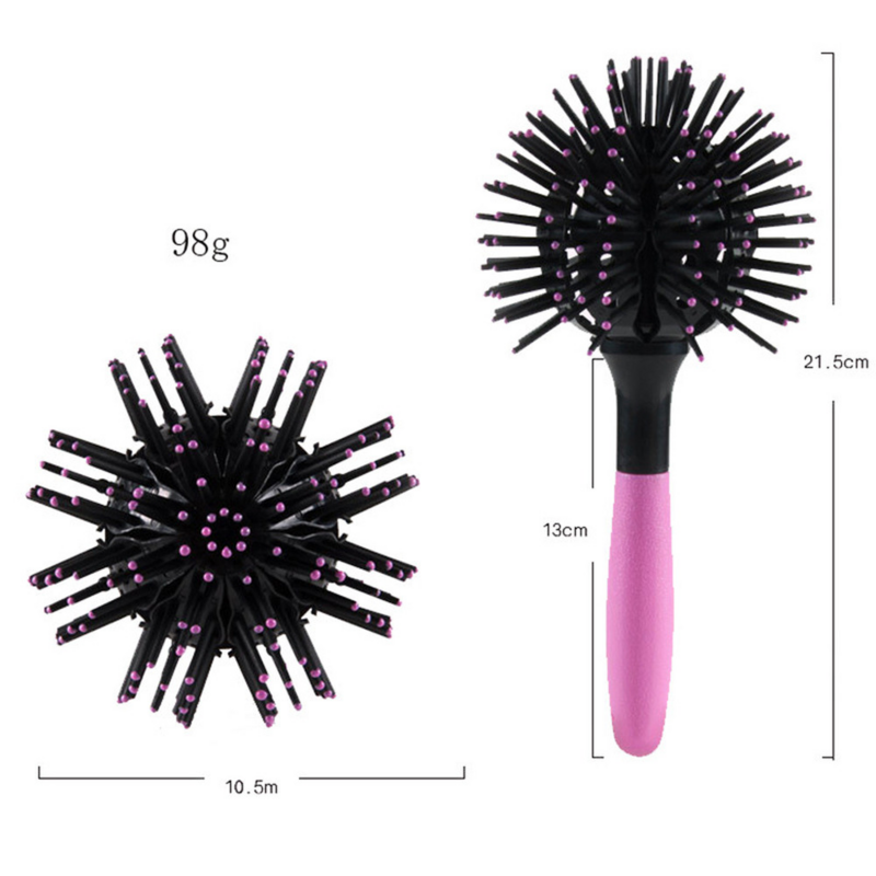 Resistente ao calor Round Hair Comb, Salon Styling Brush, 360 Degree Ball, Ferramentas de cabeleireiro, Detangling, 3D, Novo