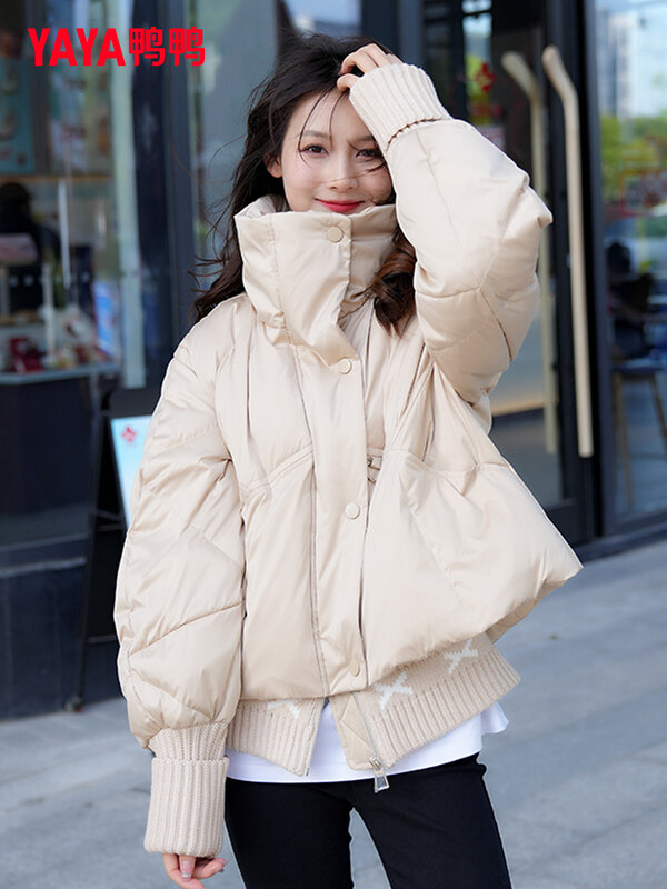 Зимнее женское пальто на белом утином пуху, новая модная верхняя одежда, однотонное свободное теплое женское пуховое пальто, Высококачественная женская верхняя одежда