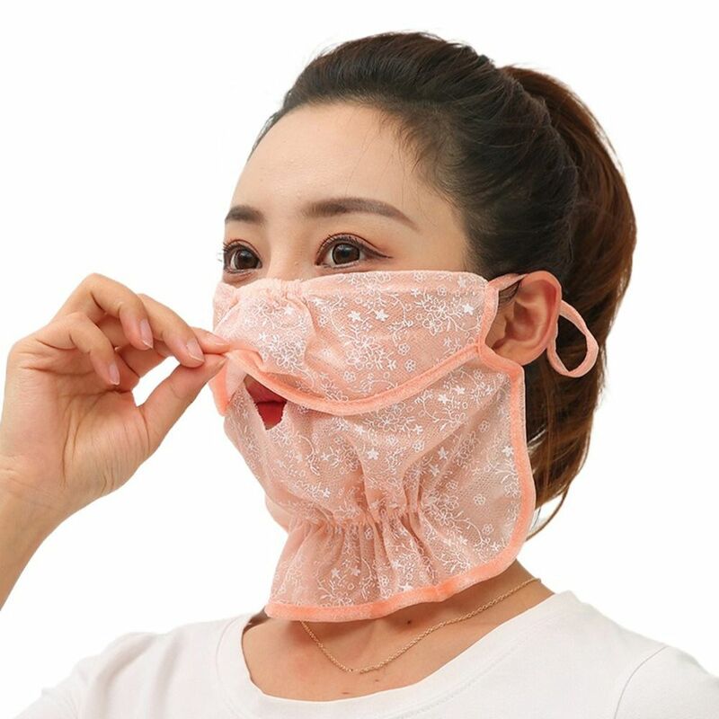 Bufanda envolvente de Color sólido para mujer, protector solar para pesca al aire libre, cubierta para la cara y la oreja colgante, bufanda para el cuello, máscara de seda de hielo