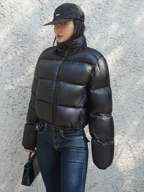 Женская короткая парка на молнии, однотонная теплая Свободная куртка из хлопка с защитой от ветра, Осень-зима 2023