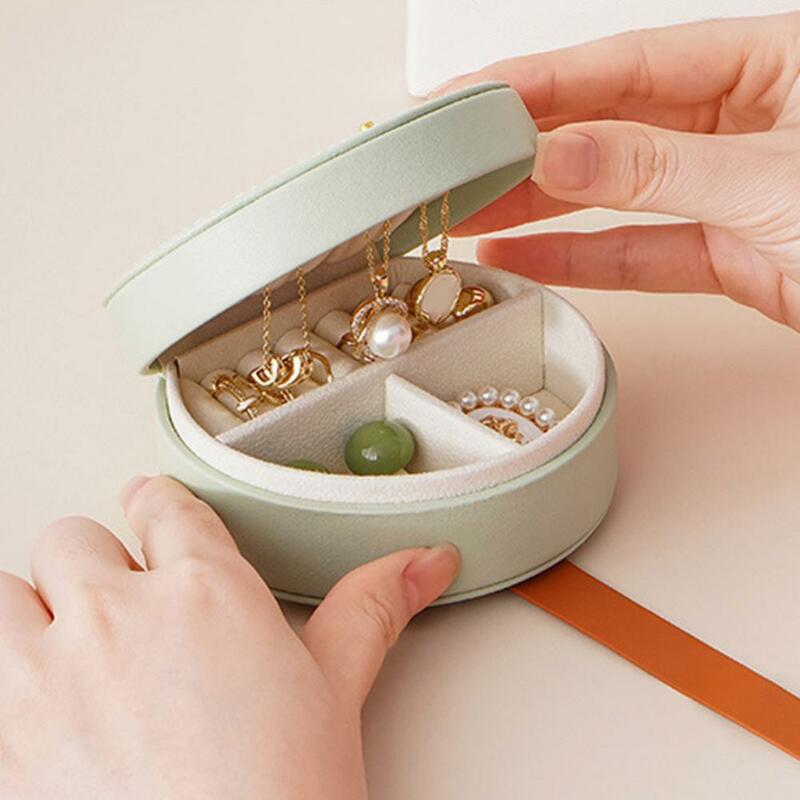 Boîte à bijoux en similicuir portable, porte-bijoux compact, plusieurs compartiments, collier de voyage, boucle d'oreille, porte-bracelet