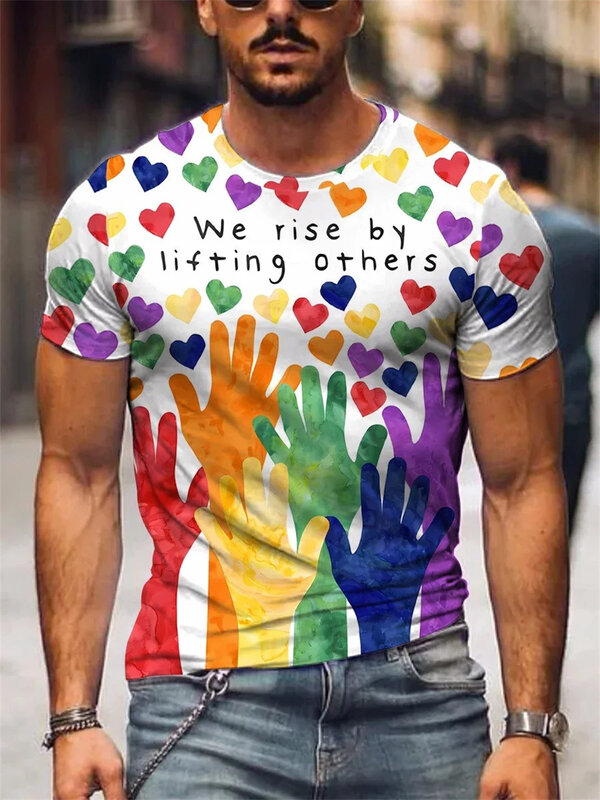 Camiseta con estampado 3d para hombre, camisa de manga corta con patrón de amor, informal, para sexo y uso diario, 2024