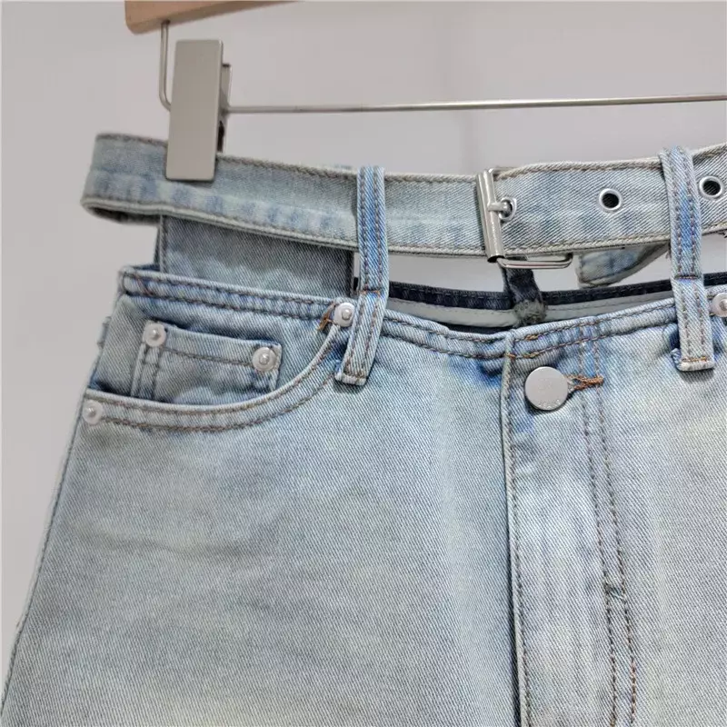 Новинка 2024, женская джинсовая юбка в стиле ретро, приталенная, Корейская, милая и модная, весна/лето