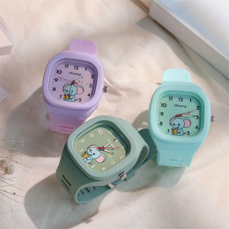 Unisex Quartz Watch Children's Elephant Pattern Square Dial Watch Waterproof Smartwatch with Camera Adjustable for Students
