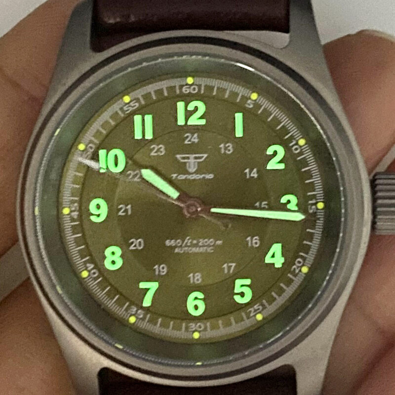 티타늄 비행사 파일럿 시계, 다이브 기계식 손목시계, 일본 NH35 PT5000 Movt Tandorio 스포츠 시계, 36mm, 200M 방수