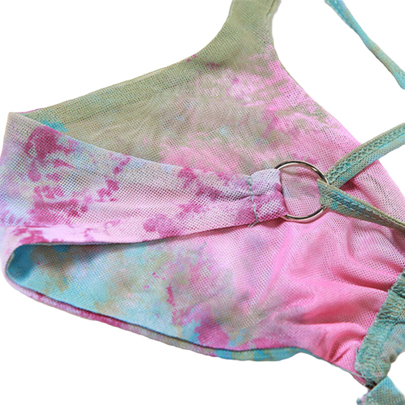 Hirigin rok 2 potong untuk wanita, pakaian atasan Crop Bandgae seksi warna gradien estetika Y2K 2024