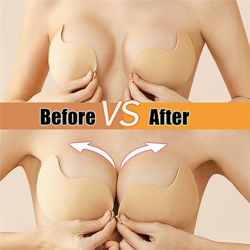 Mới Vô Hình Push Up Bra Hở Lưng Áo Ngực Trơn Liền Mạch Trước Đóng Cửa Bralette Quần Lót Nữ Tự Dính Silicone Dính Chắc