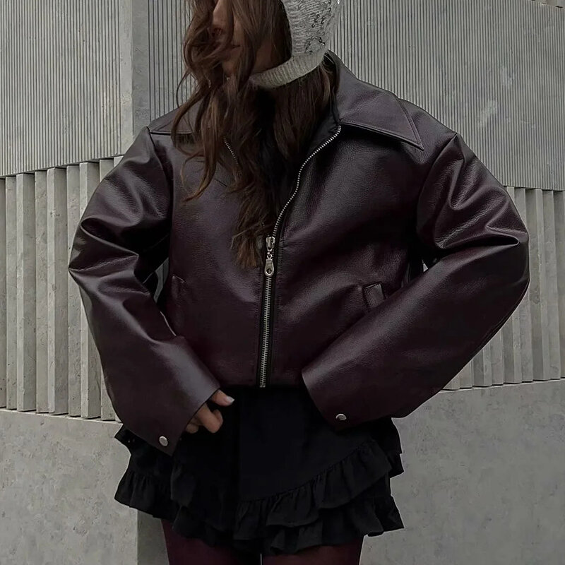 여성용 가죽 재킷, 블랙 스트리트웨어, 아웃도어 웨어, 캐주얼 스트리트웨어, 가을