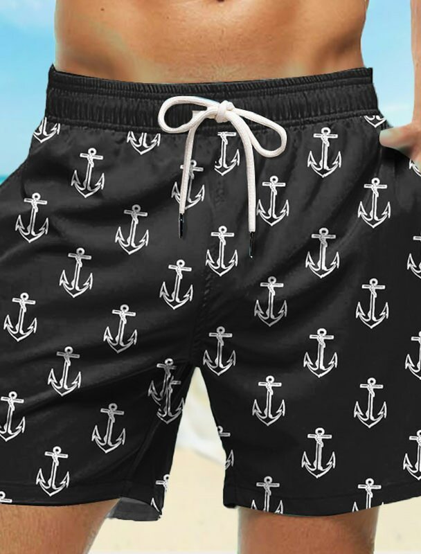 Шорты мужские для плавания на шнуровке, эластичные быстросохнущие пляжные Гавайские повседневные короткие штаны, чёрные белые