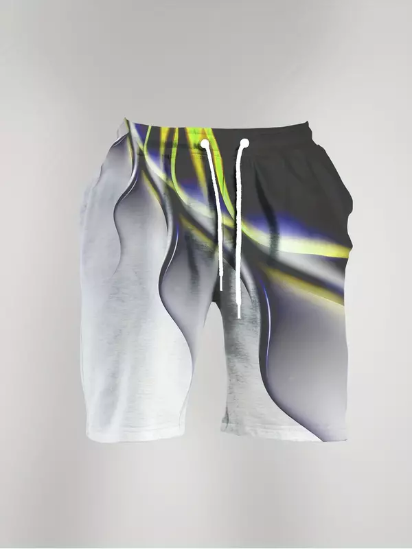 Herrenmode Neuheit gedruckt Body Shirt Set Kurzarm T-Shirt Top mit Rundhals ausschnitt und Kordel zug Shorts Set Sport bekleidung 2-teilig