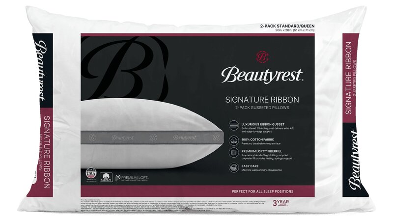 Ribbon Bed Pillow 2 Pack, Standard/Queen, Polyester