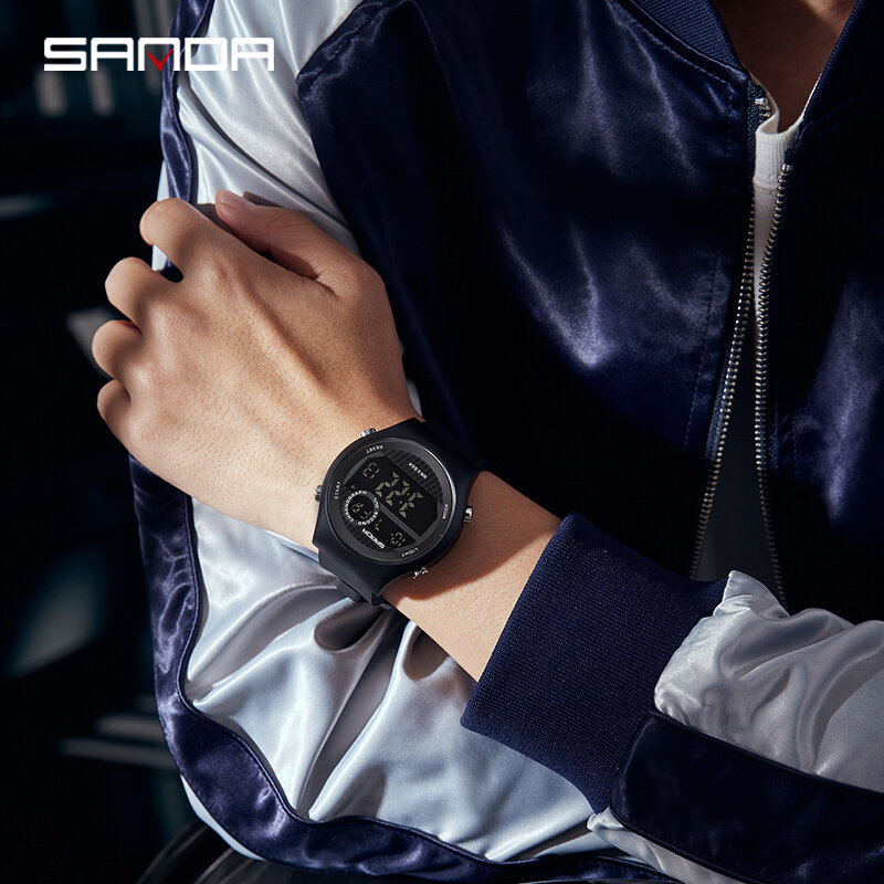 Часы наручные SANDA Мужские Цифровые, спортивные уличные водонепроницаемые до 50 м, в стиле милитари, 9013