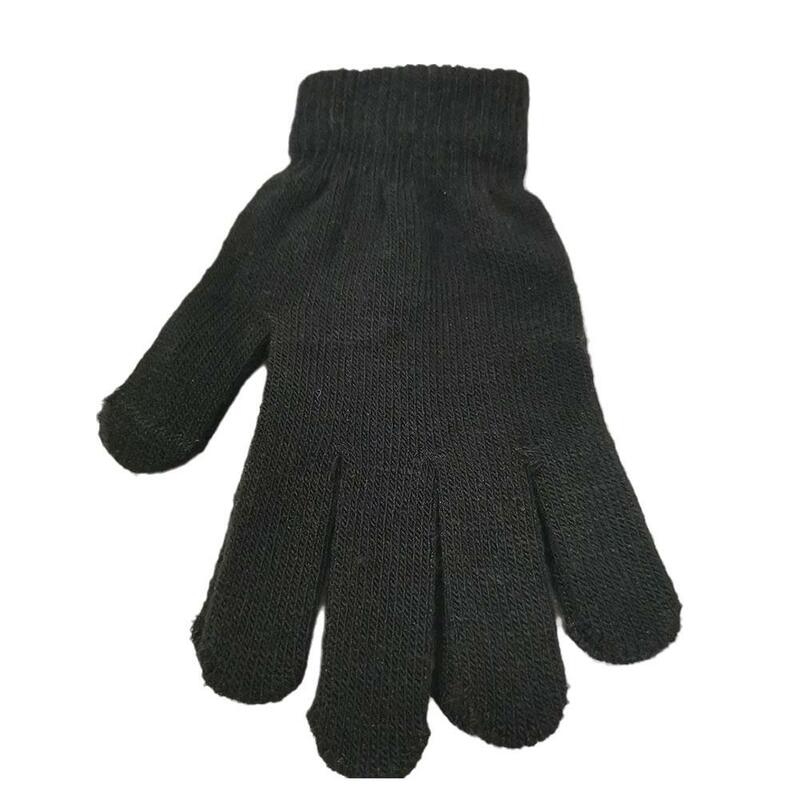 1 paio di nuovi guanti per dita intere per ragazzi e ragazze guanti neri elasticizzati per ciclismo all'aperto guanti caldi elastici lavorati a maglia P8j6